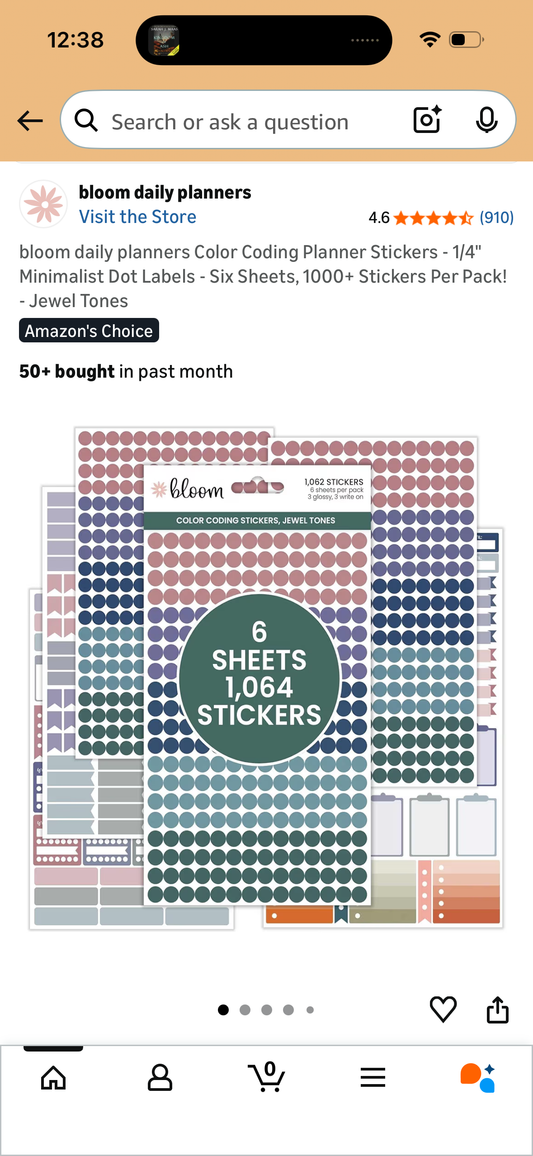 bloom daily planners Color Coding Planner Stickers - 1/4" Minimalist Dot Labels - Six Sheets, 1000+ Stickers Per Pack! - Jewel Tones