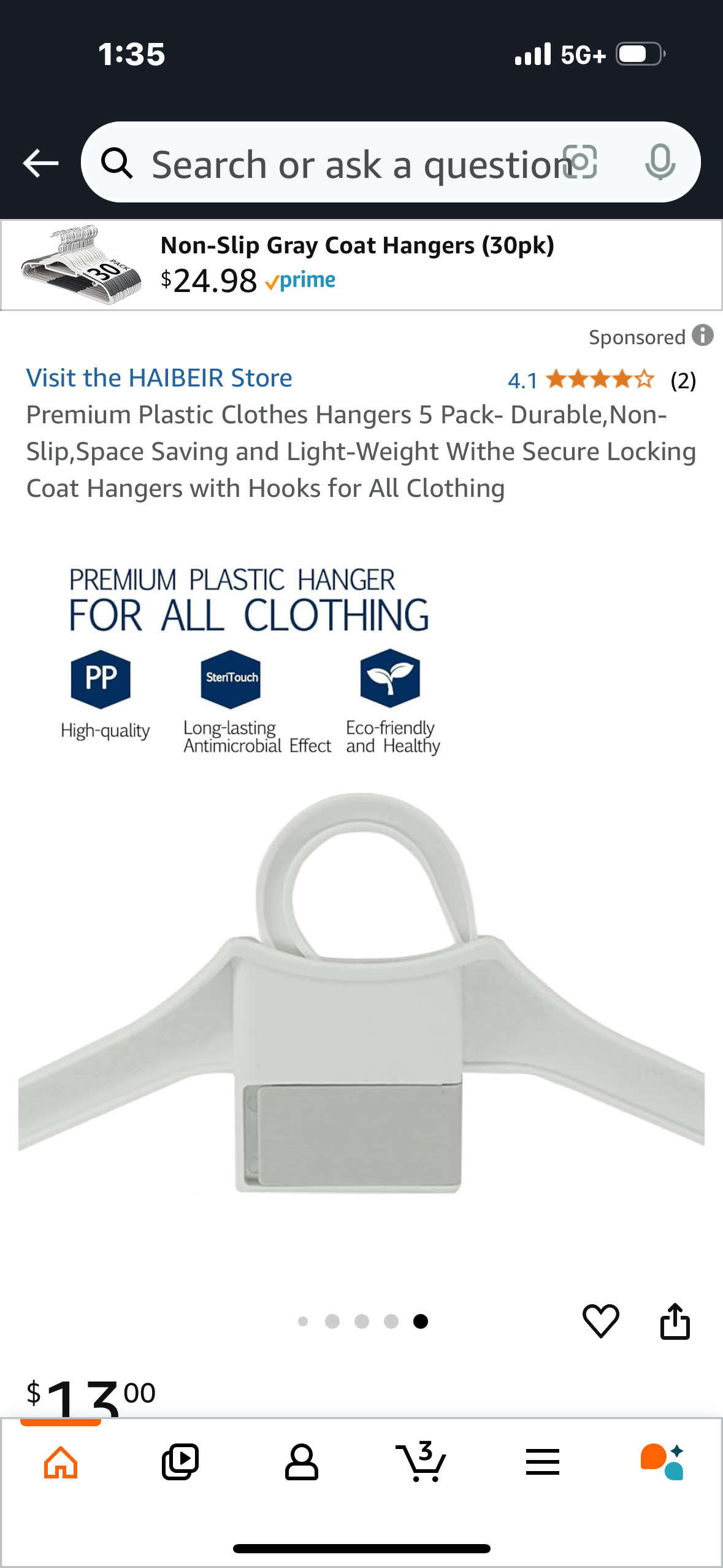 Premium Plastic Clothes Hangers 5 Pack- Durable,Non-Slip,Space Saving and Light-Weight Withe Secure Locking Coat Hangers with Hooks for All Clothing