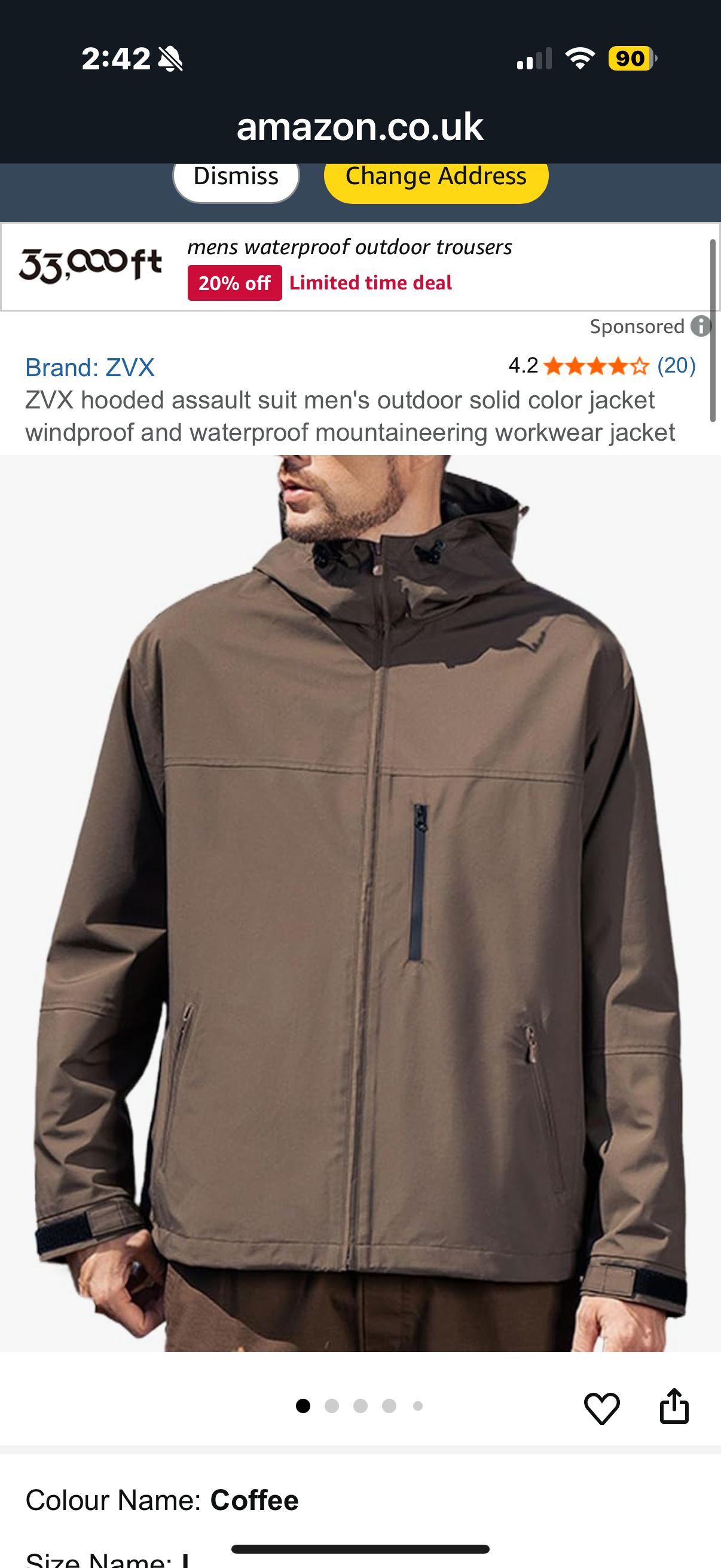 ZVX Hooded Assault Suit Men'S Outdoor Solid Color Jacket Windproof And Waterproof Mountaineering Workwear Jacket (Size Small)