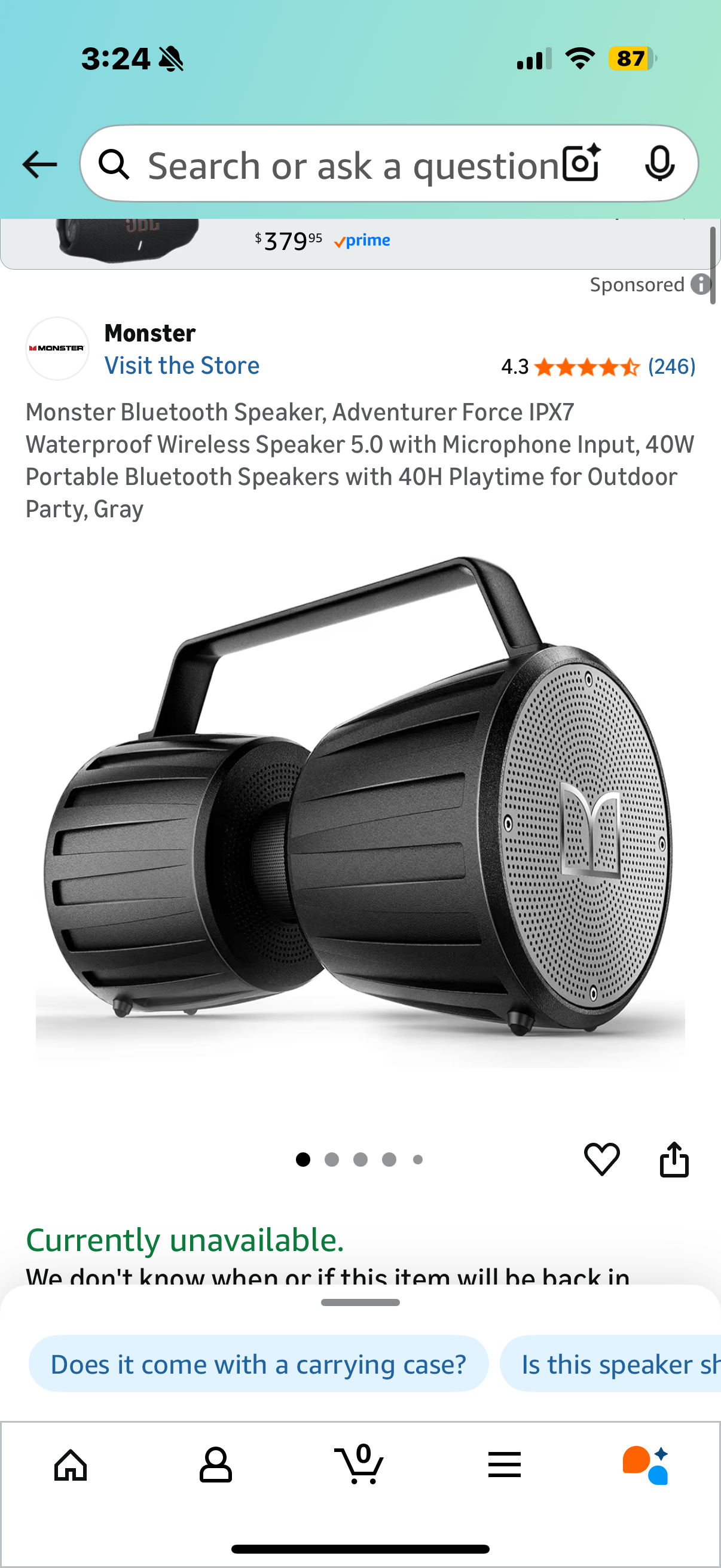 Monster Bluetooth Speaker, Adventurer Force IPX7 Waterproof Wireless Speaker 5.0 with Microphone Input, 40W Portable Bluetooth Speakers with 40H Playtime for Outdoor Party, Gray