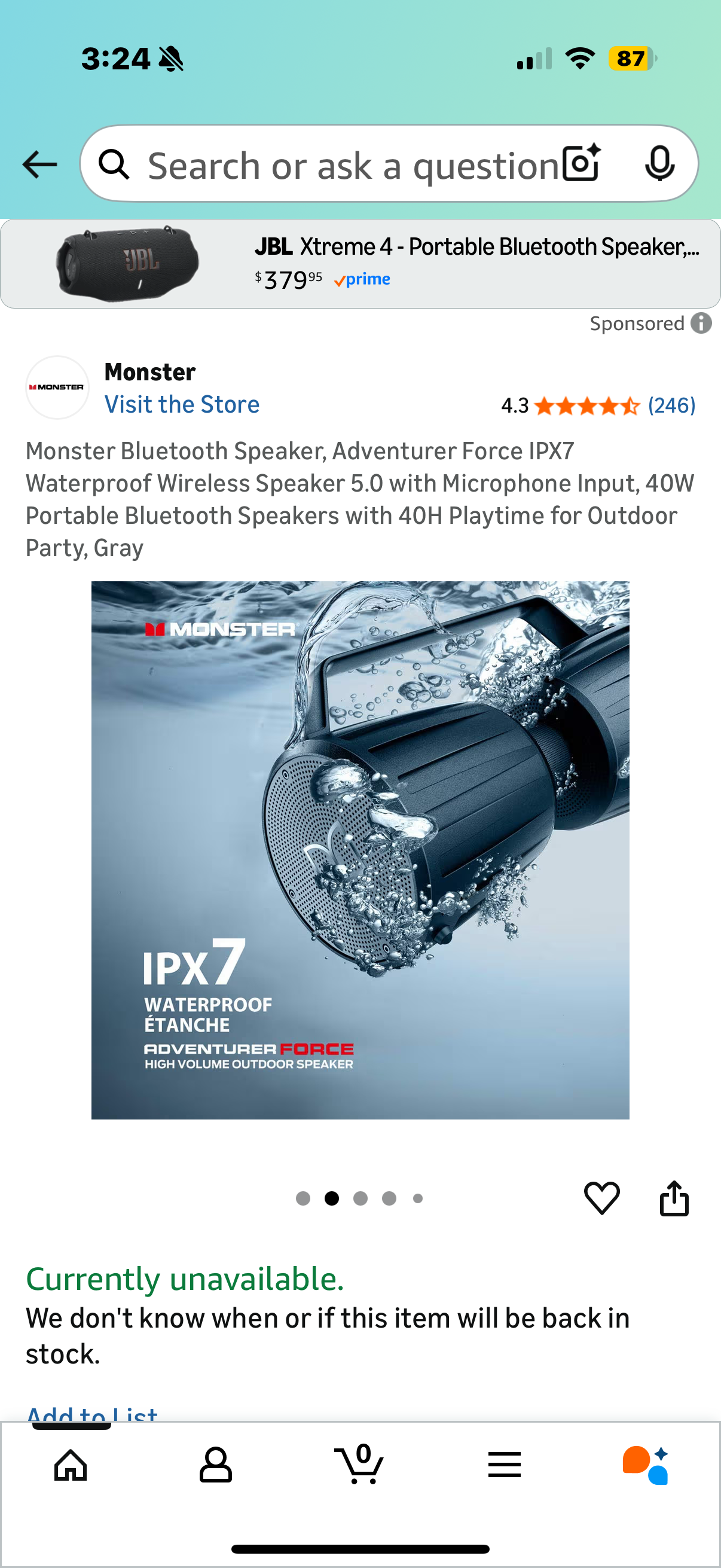 Monster Bluetooth Speaker, Adventurer Force IPX7 Waterproof Wireless Speaker 5.0 with Microphone Input, 40W Portable Bluetooth Speakers with 40H Playtime for Outdoor Party, Gray