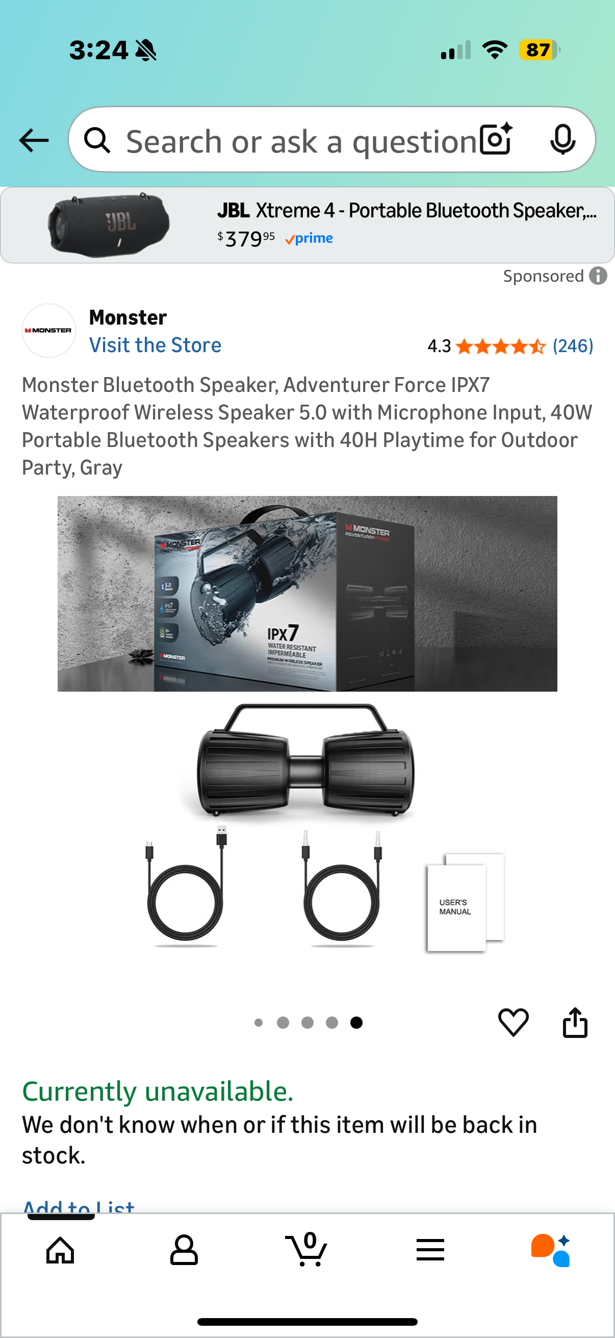 Monster Bluetooth Speaker, Adventurer Force IPX7 Waterproof Wireless Speaker 5.0 with Microphone Input, 40W Portable Bluetooth Speakers with 40H Playtime for Outdoor Party, Gray