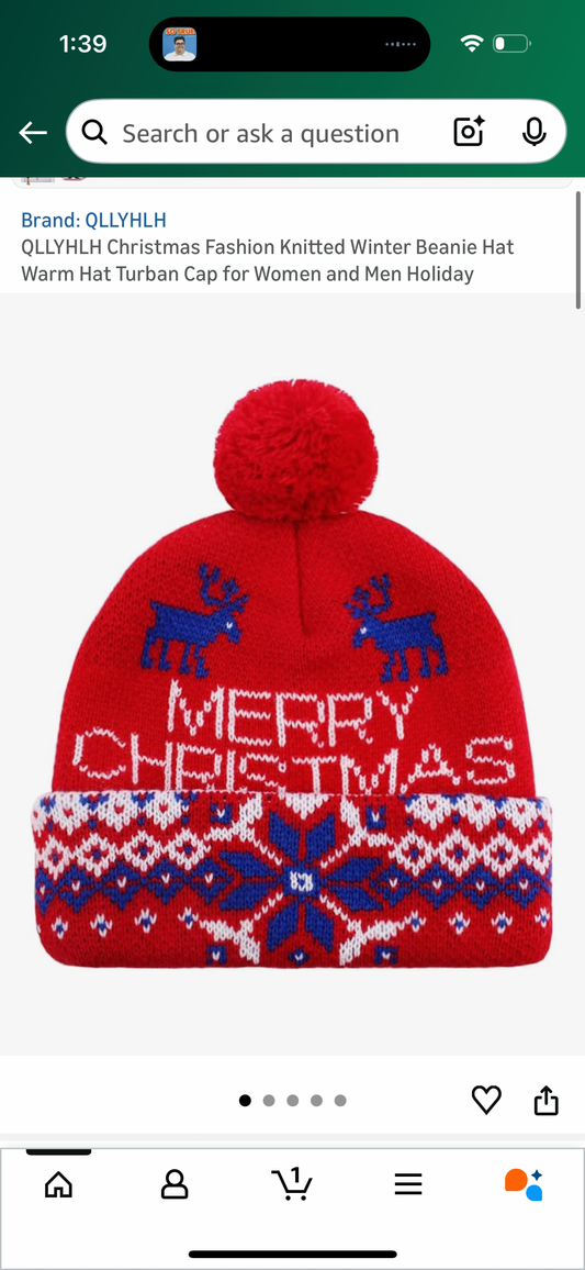 Christmas Fashion Knitted Winter Beanie Hat Warm Hat Turban Cap for Women and Men Holiday