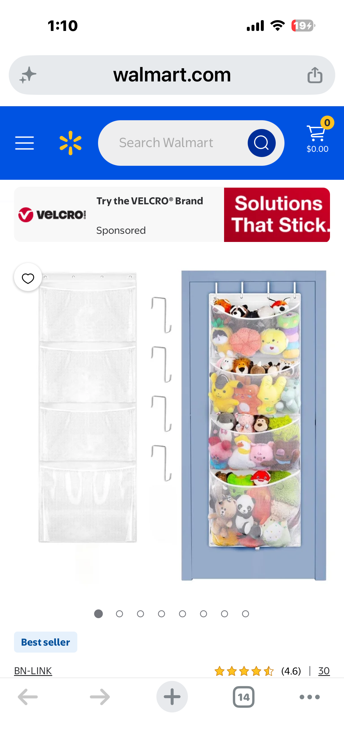 Stuffed Animal Storage, Over the Door Organizer with 4 Large Pockets, Hanging Door Toy Organizer for Bedroom, Bathroom, Pantry, White