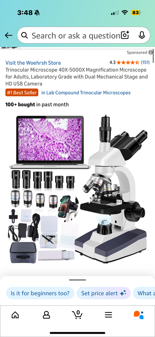 Trinocular Microscope 40X-5000X Magnification Microscope for Adults, Laboratory Grade with Dual Mechanical Stage and HD USB Camera