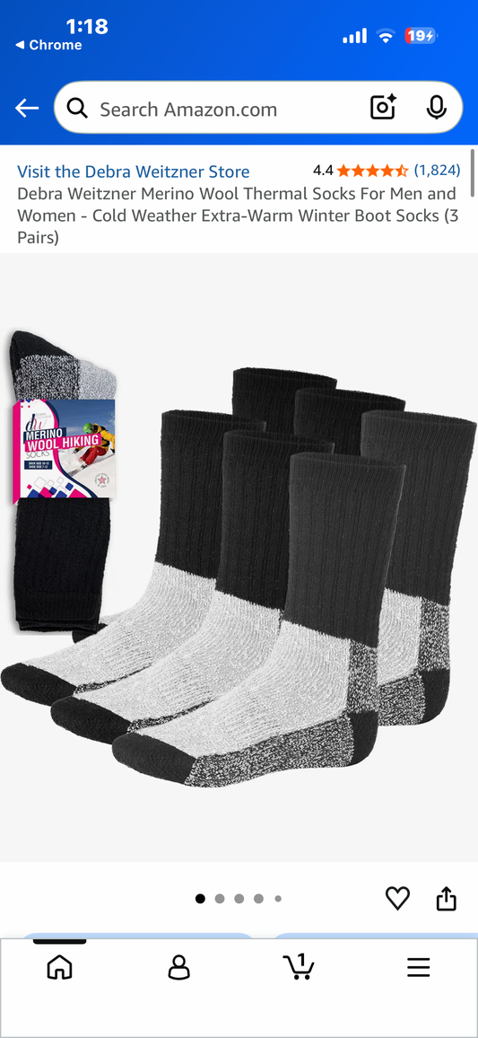 Debra Weitzner Merino Wool Thermal Socks For Men and Women - Cold Weather Extra-Warm Winter Boot Socks (3 Pairs)