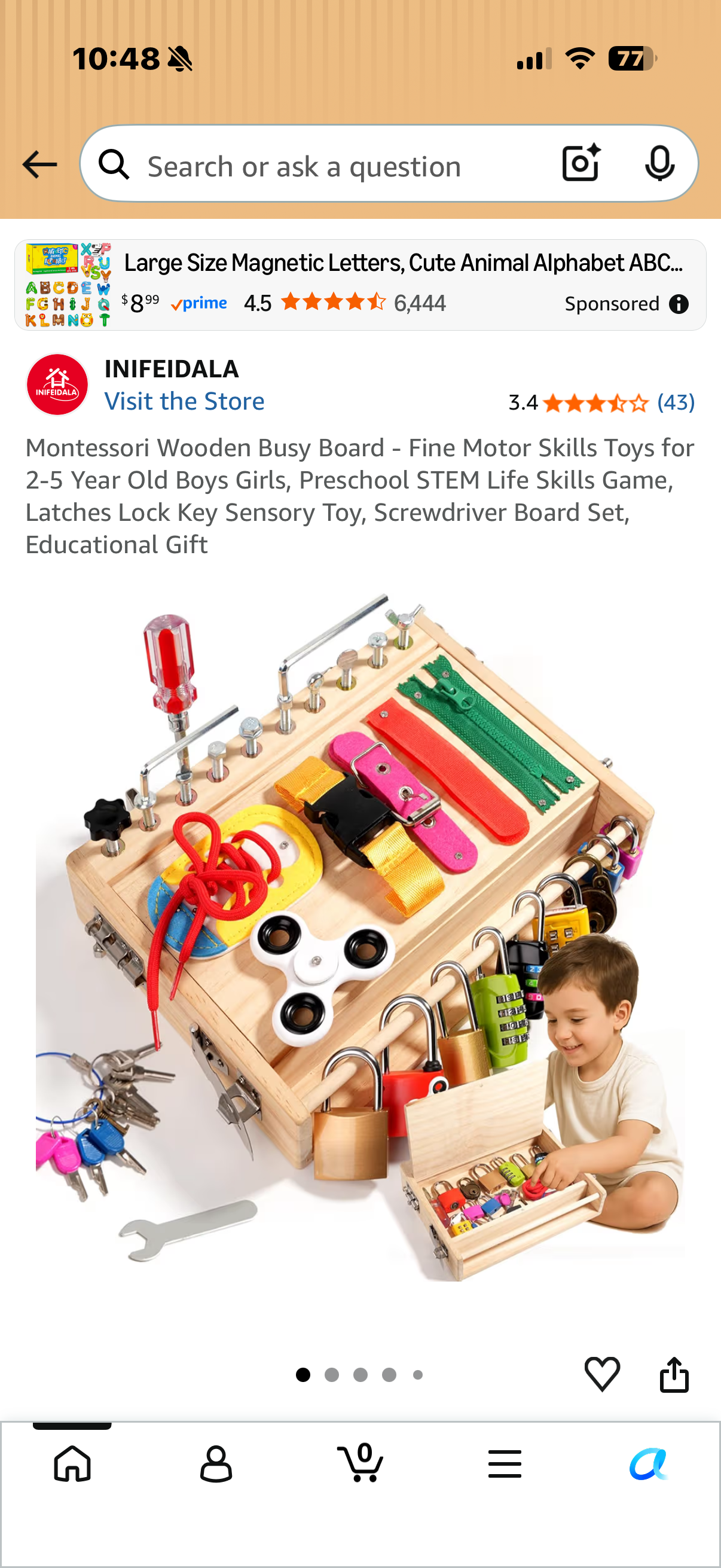 Montessori Wooden Busy Board - Fine Motor Skills Toys for 2-5 Year Old Boys Girls, Preschool STEM Life Skills Game, Latches Lock Key Sensory Toy, Screwdriver Board Set, Educational Gift