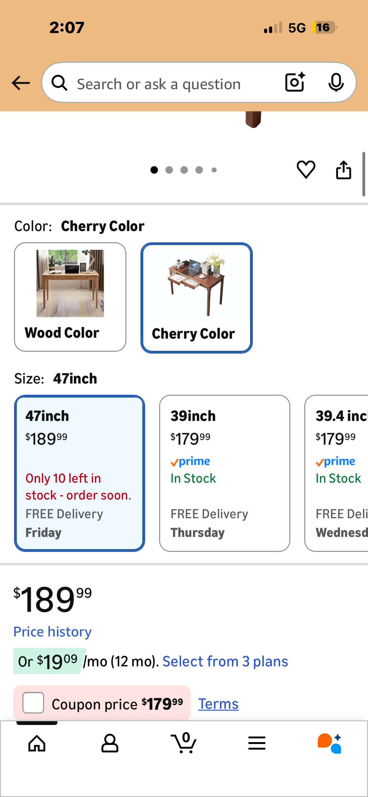 Solid Wood Desk with Drawers, Small Computer Desk for Small Spaces, Gaming Study Home Office Desks for Work, Student PC Desk for Bedroom, Escritorios para Cuartos (Walnut Color, 47inch) O472)