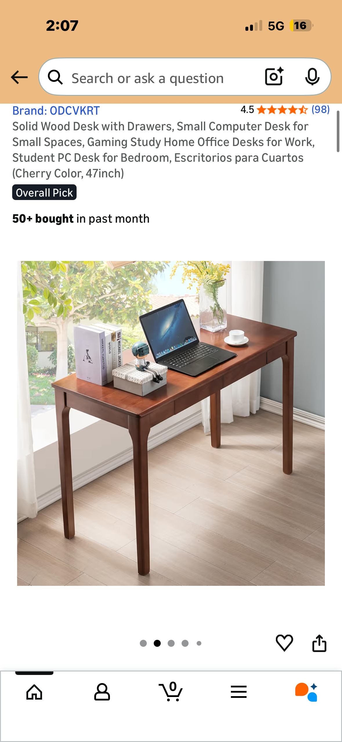 Solid Wood Desk with Drawers, Small Computer Desk for Small Spaces, Gaming Study Home Office Desks for Work, Student PC Desk for Bedroom, Escritorios para Cuartos (Walnut Color, 47inch) O472)