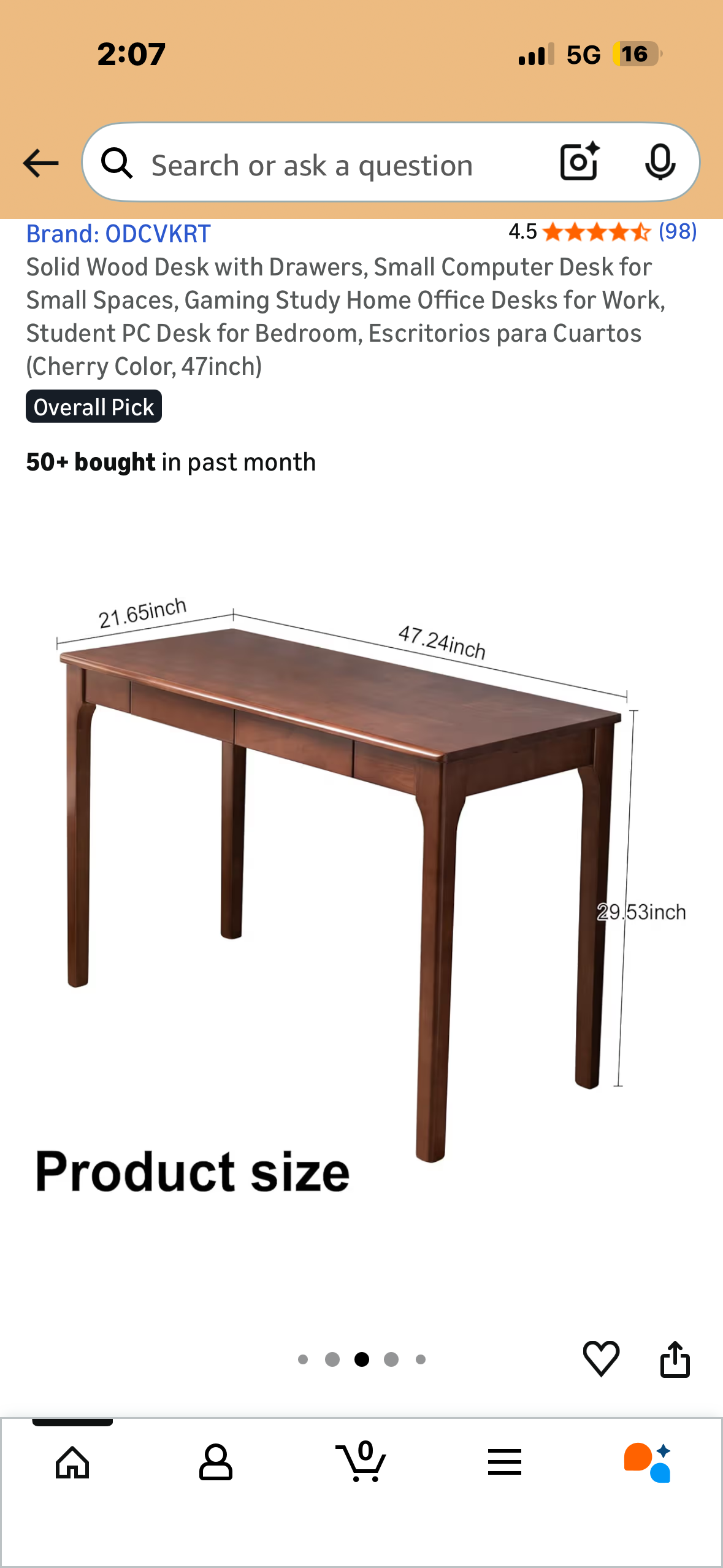 Solid Wood Desk with Drawers, Small Computer Desk for Small Spaces, Gaming Study Home Office Desks for Work, Student PC Desk for Bedroom, Escritorios para Cuartos (Walnut Color, 47inch) O472)