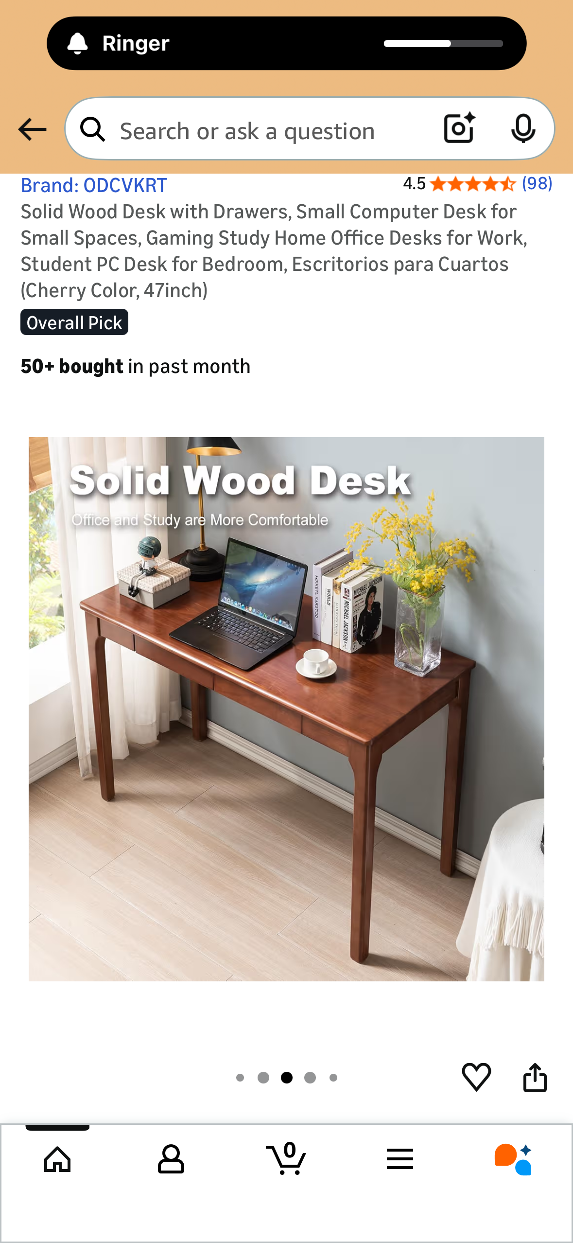 Solid Wood Desk with Drawers, Small Computer Desk for Small Spaces, Gaming Study Home Office Desks for Work, Student PC Desk for Bedroom, Escritorios para Cuartos (Walnut Color, 47inch) O472)