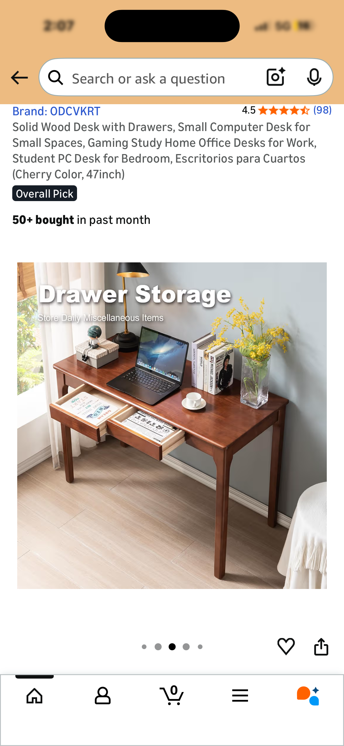 Solid Wood Desk with Drawers, Small Computer Desk for Small Spaces, Gaming Study Home Office Desks for Work, Student PC Desk for Bedroom, Escritorios para Cuartos (Walnut Color, 47inch) O472)