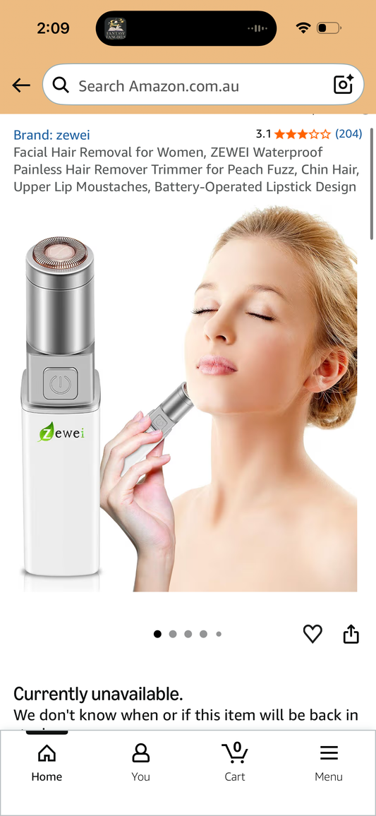 Facial Hair Removal for Women, ZEWEI Waterproof Painless Hair Remover Trimmer for Peach Fuzz, Chin Hair, Upper Lip Moustaches, Battery-Operated Lipstick Design