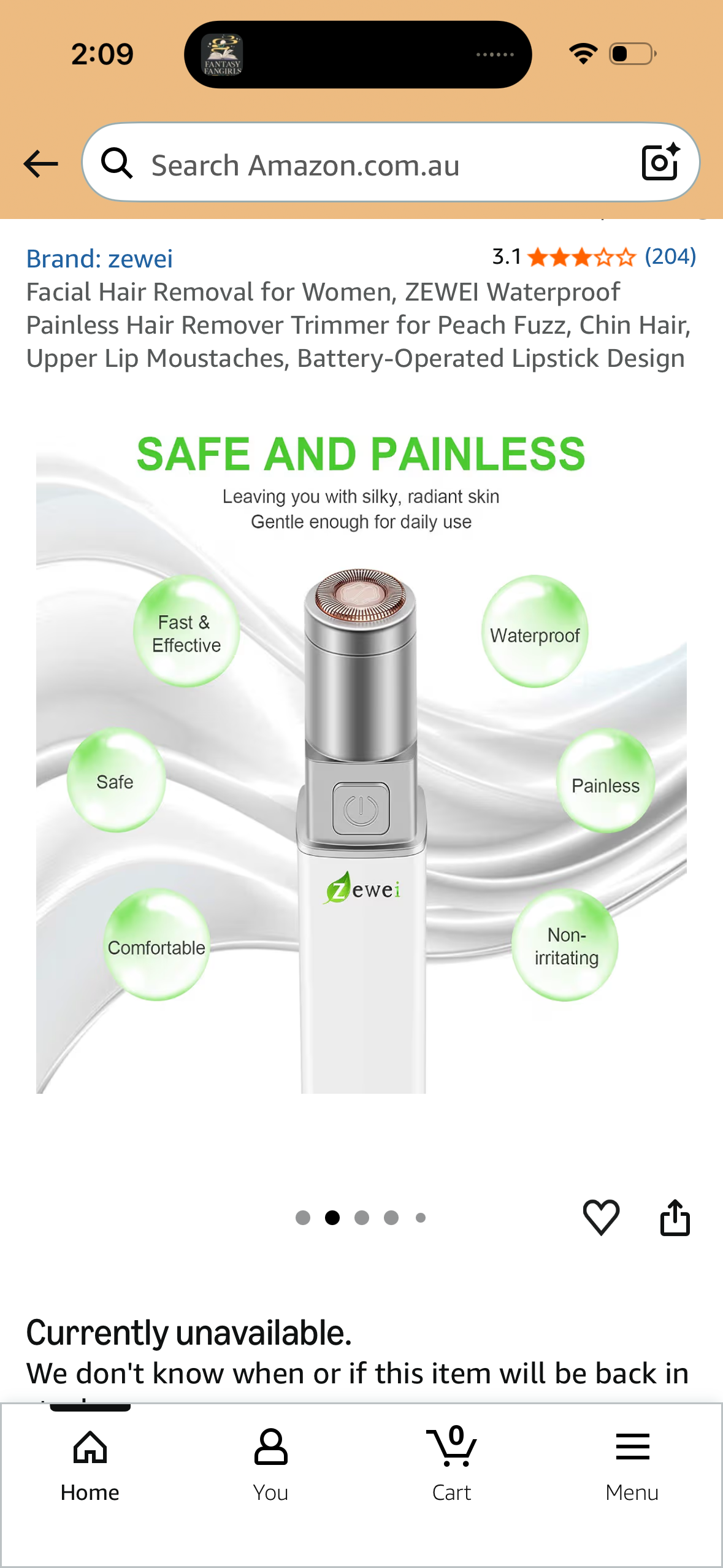 Facial Hair Removal for Women, ZEWEI Waterproof Painless Hair Remover Trimmer for Peach Fuzz, Chin Hair, Upper Lip Moustaches, Battery-Operated Lipstick Design
