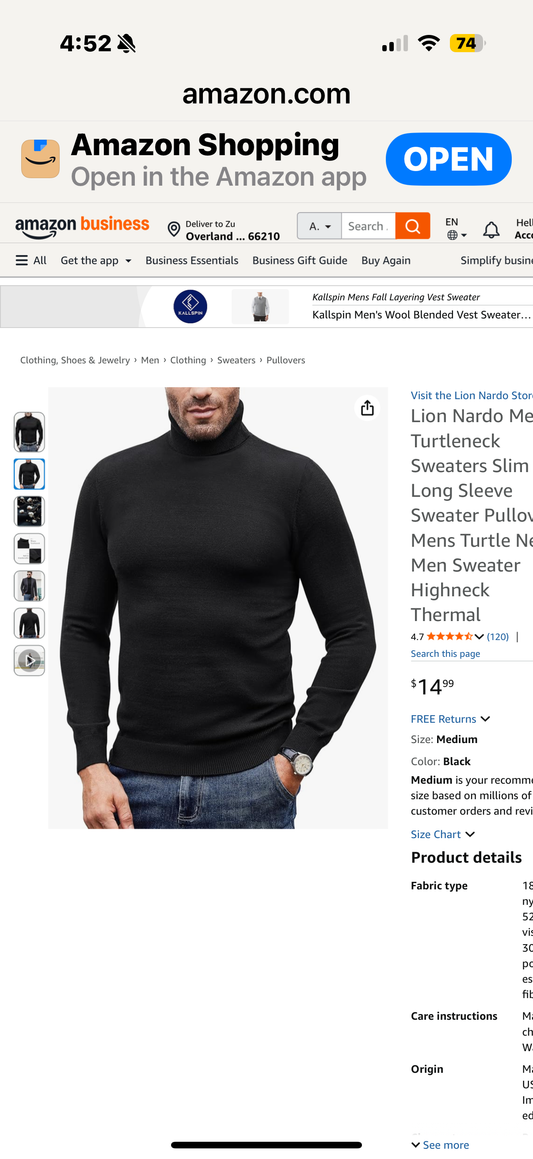 Lion Nardo Mens Turtleneck Sweaters Slim Fit Long Sleeve Sweater Pullover Mens Turtle Neck Men Sweater Highneck Thermal (Size Large)