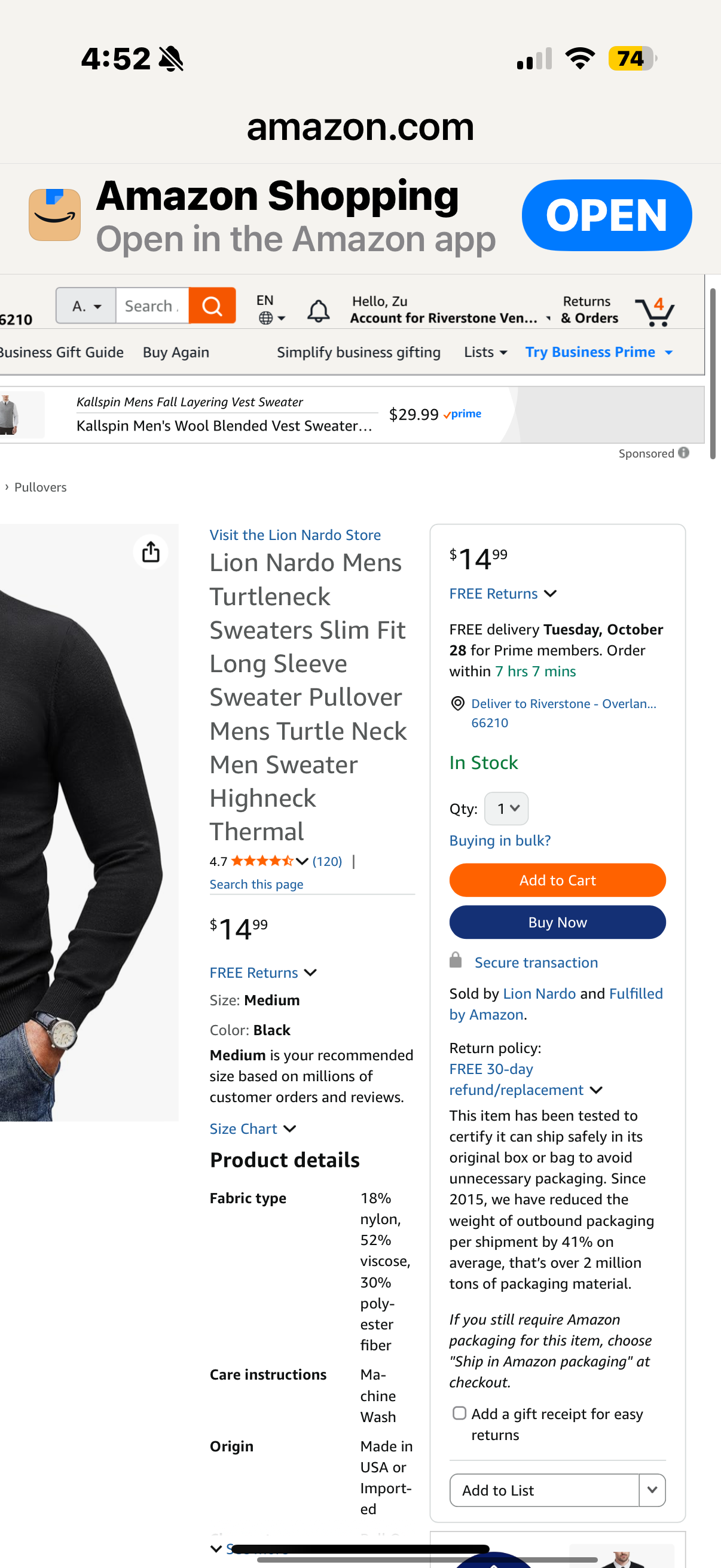Lion Nardo Mens Turtleneck Sweaters Slim Fit Long Sleeve Sweater Pullover Mens Turtle Neck Men Sweater Highneck Thermal (Size Large)
