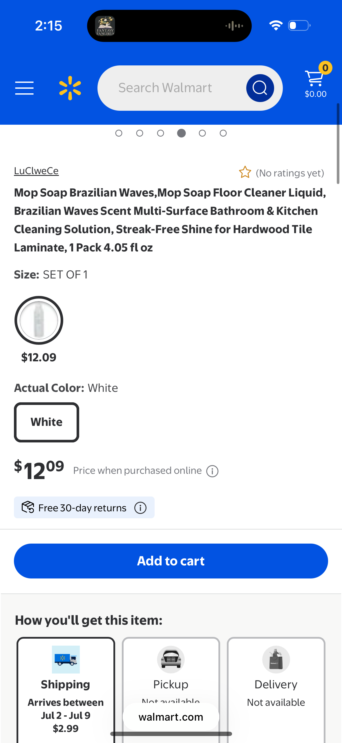 Mop Soap Brazilian Waves,Mop Soap Floor Cleaner Liquid, Brazilian Waves Scent Multi-Surface Bathroom & Kitchen Cleaning Solution, Streak-Free Shine for Hardwood Tile Laminate, 1 Pack 4.05 fl oz
