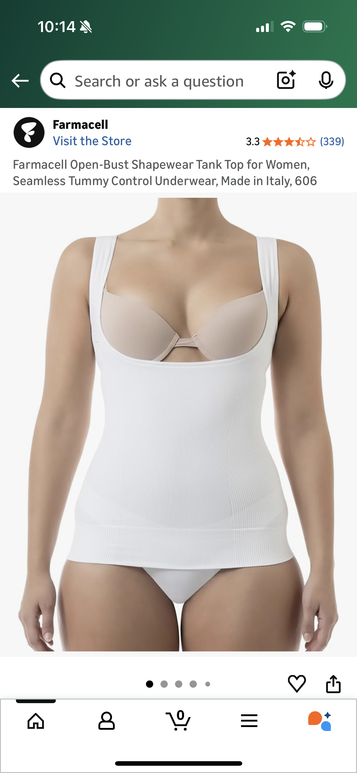 Farmacell Open-Bust Shapewear Tank Top for Women, Seamless Tummy Control Underwear, Made in Italy, 606