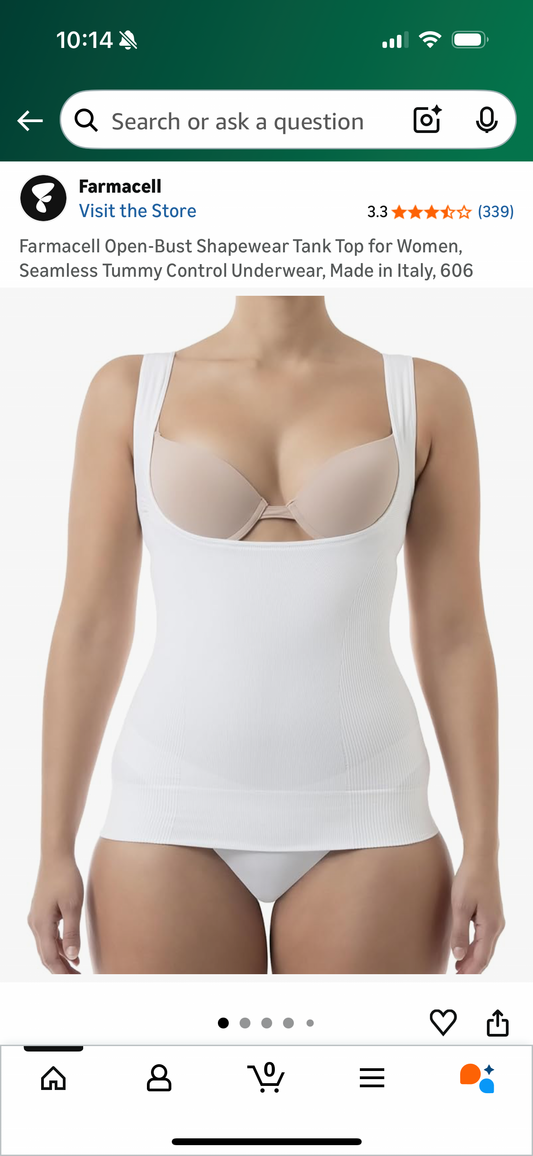 Farmacell Open-Bust Shapewear Tank Top for Women, Seamless Tummy Control Underwear, Made in Italy, 606