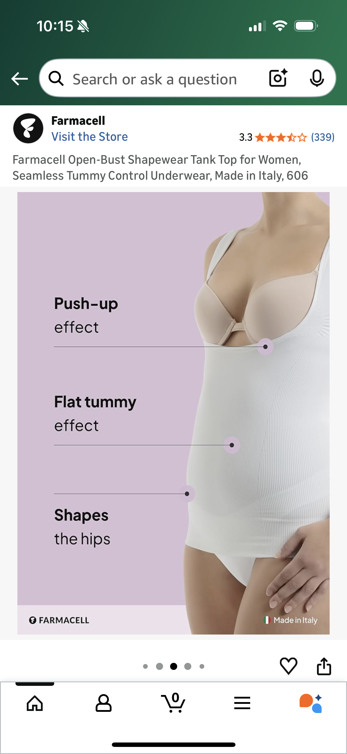 Farmacell Open-Bust Shapewear Tank Top for Women, Seamless Tummy Control Underwear, Made in Italy, 606