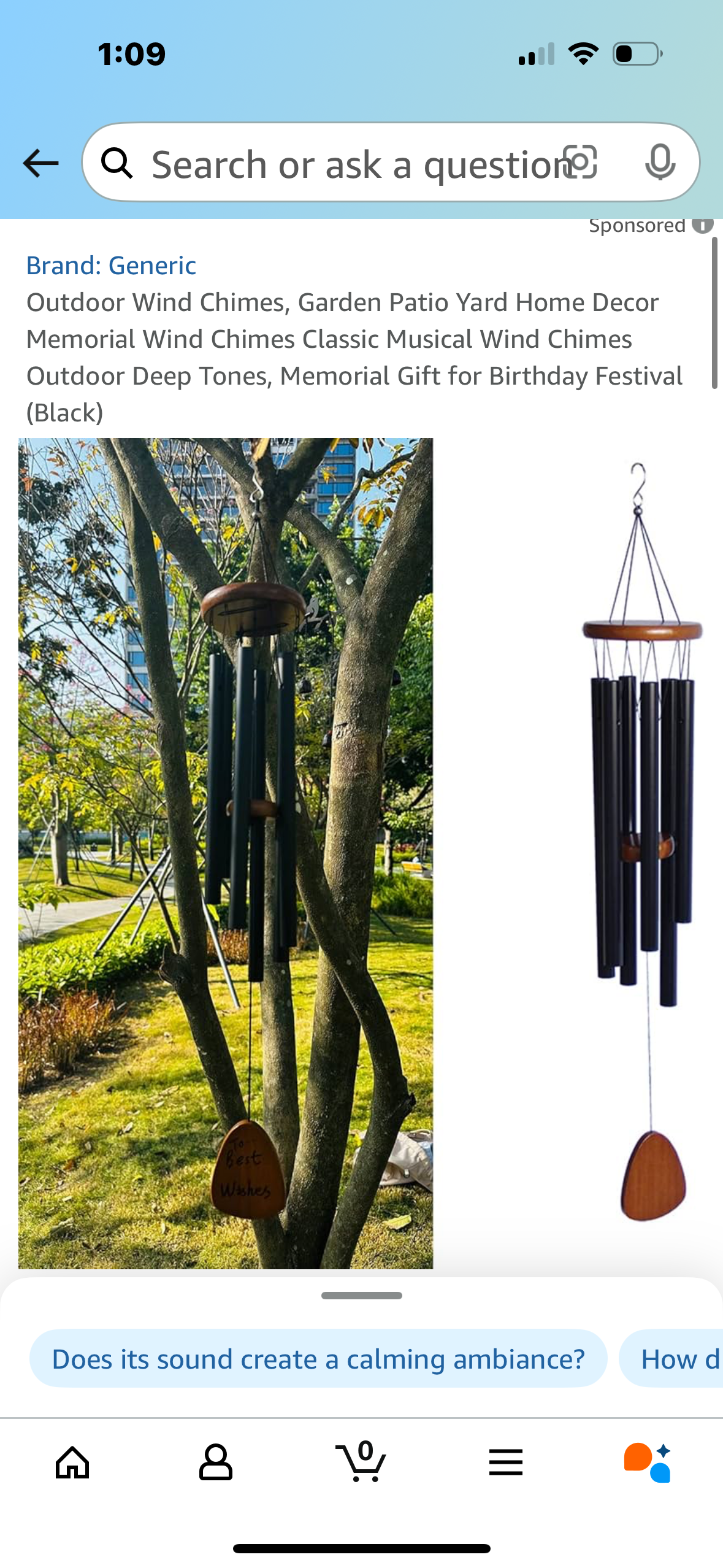 Outdoor Wind Chimes, Garden Patio Yard Home Decor Memorial Wind Chimes Classic Musical Wind Chimes Outdoor Deep Tones, Memorial Gift for Birthday Festival