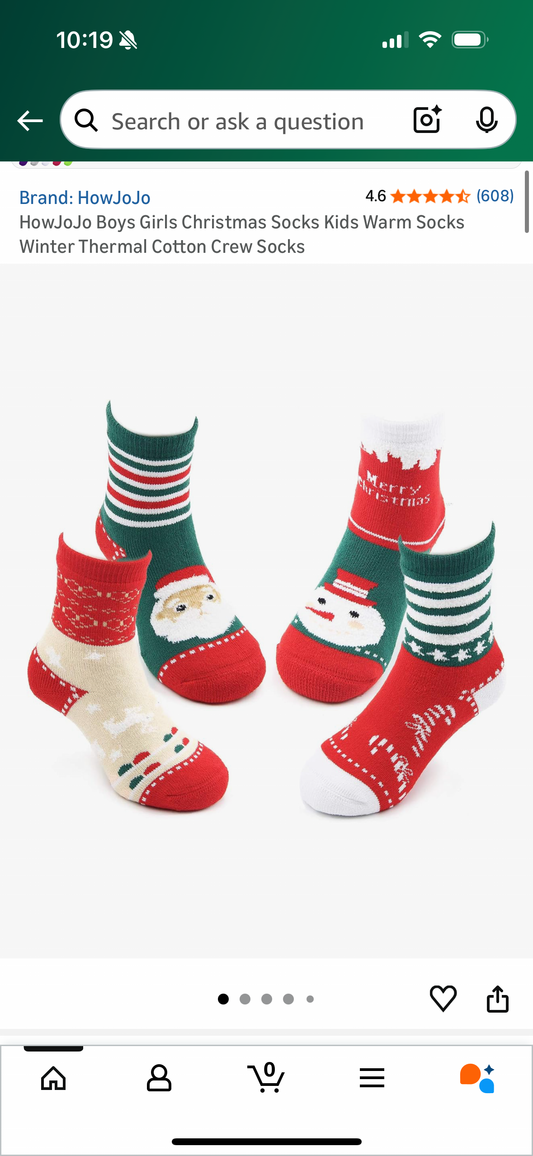 Kids Christmas Socks Kids Warm Socks Winter Thermal Cotton Crew Socks (Size 8T-10T)