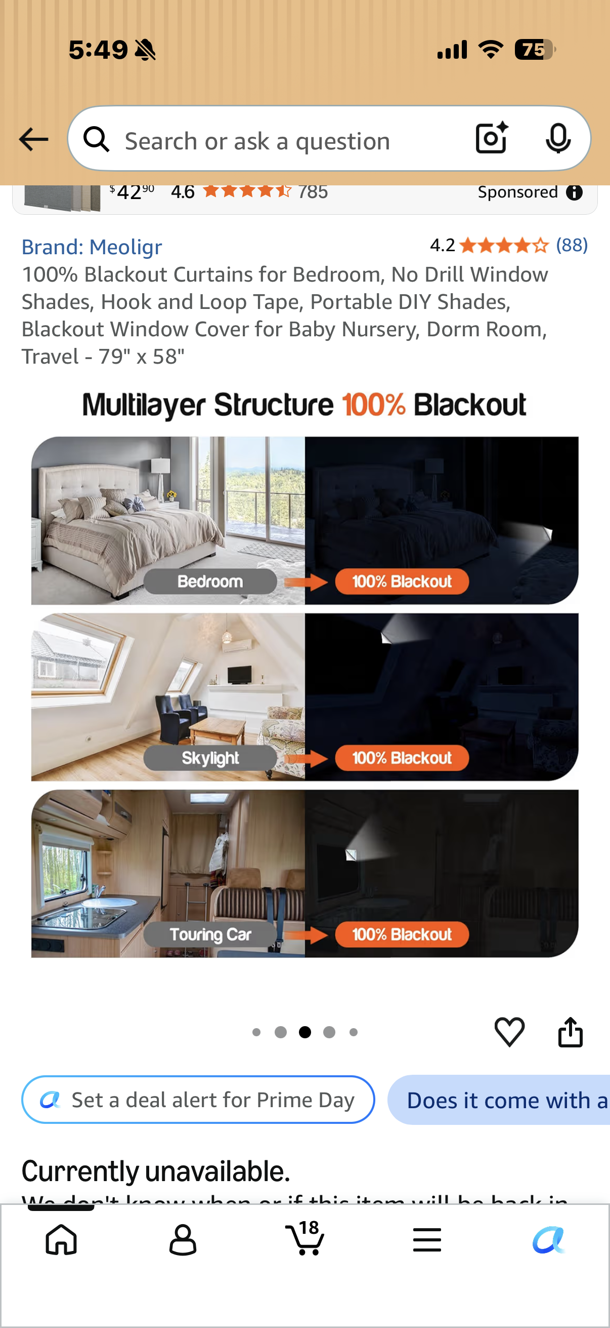 100% Blackout Curtains for Bedroom, No Drill Window Shades, Hook and Loop Tape, Portable DIY Shades, Blackout Window Cover for Baby Nursery, Dorm Room, Travel - 79" x 58