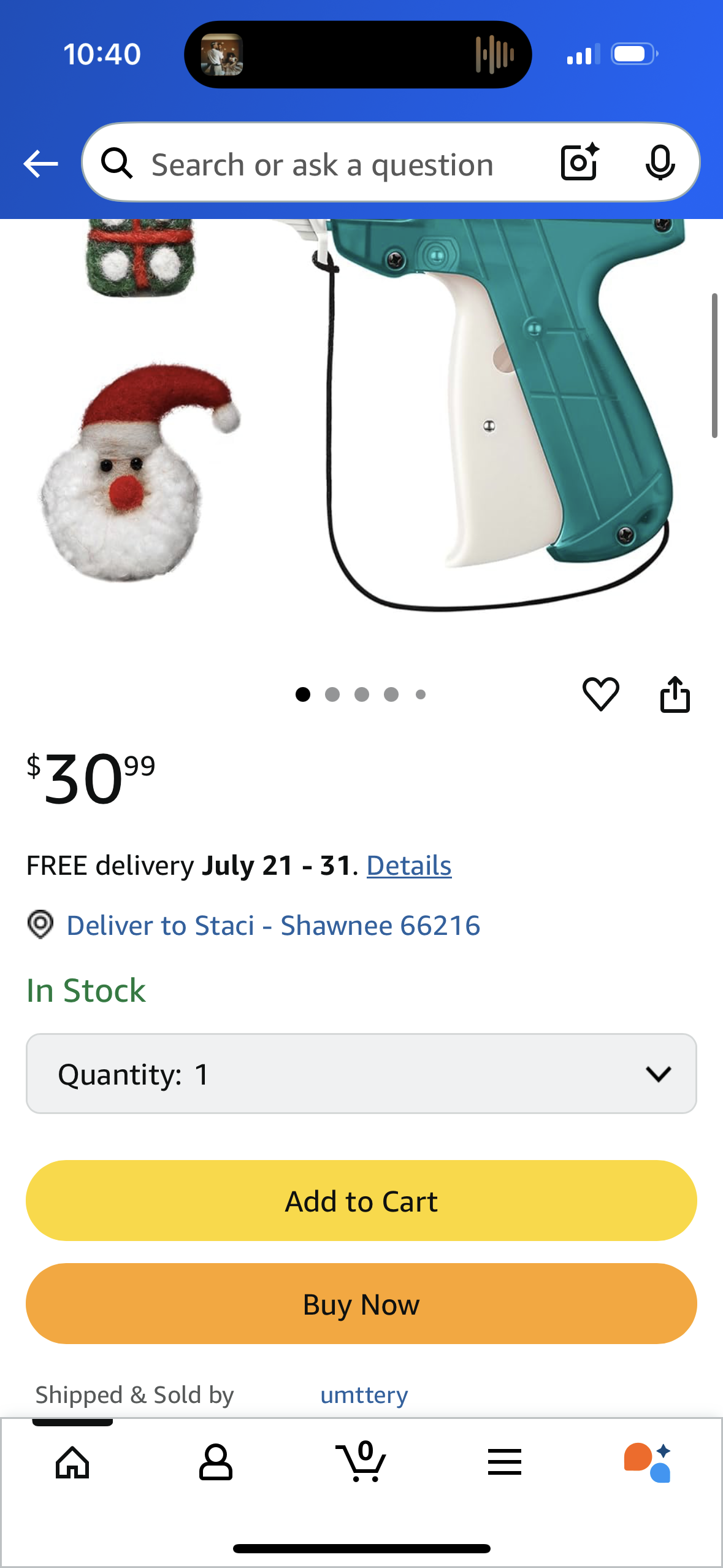 Christmas Decorations Gun with 5Pcs Handmade Wool Felted Ornaments, Perfect for Clothes,Caps,Curtains, Pet Clothing and Any Other Fabric Decorations.