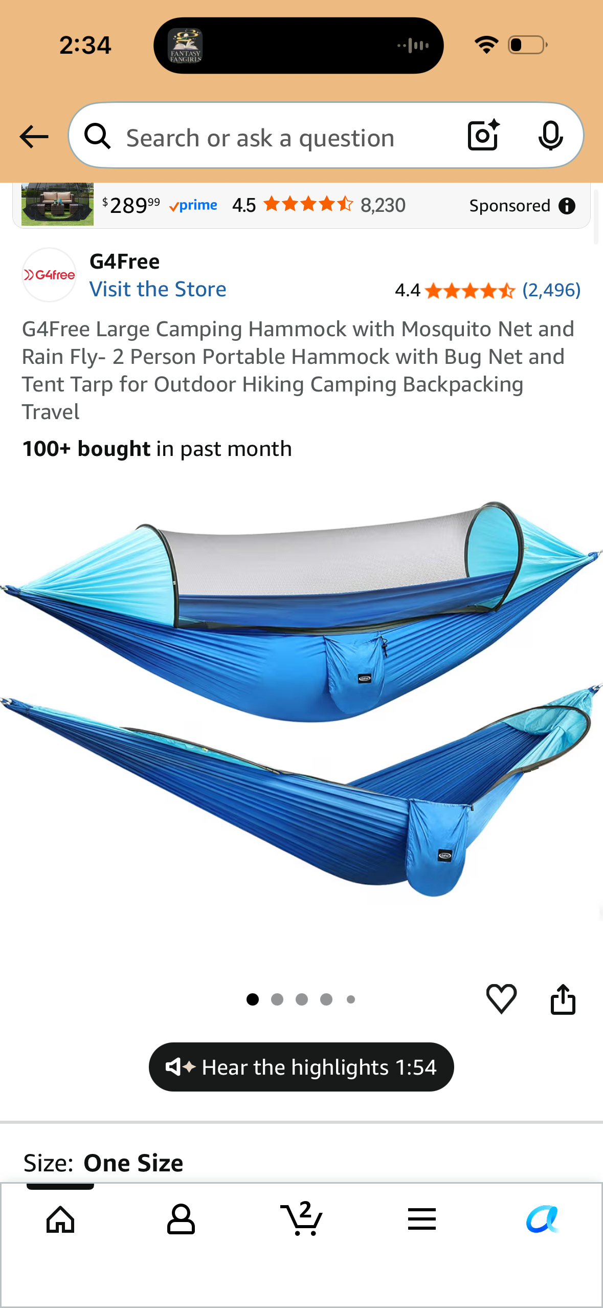 G4Free Large Camping Hammock with Mosquito Net and Rain Fly- 2 Person Portable Hammock with Bug Net and Tent Tarp for Outdoor Hiking Camping Backpacking Travel