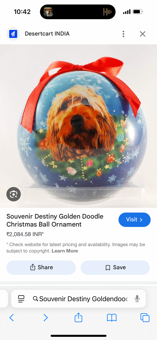 Souvenir Destiny Goldendoodle Christmas Ball Ornament
