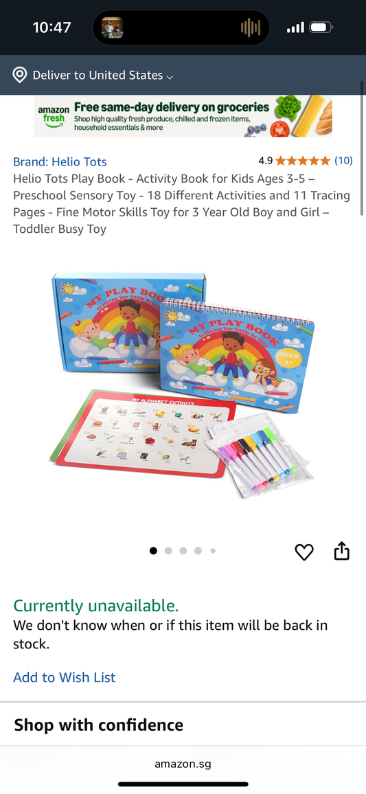Helio Tots Play Book - Activity Book for Kids Ages 3-5 – Preschool Sensory Toy - 18 Different Activities and 11 Tracing Pages - Fine Motor Skills Toy for 3 Year Old Boy and Girl – Toddler Busy Toy