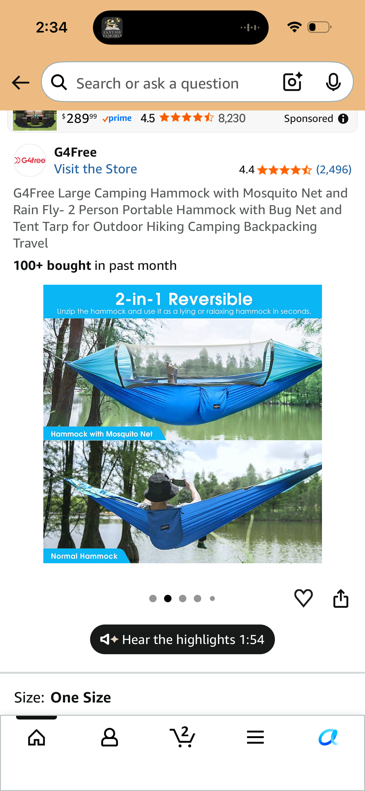 G4Free Large Camping Hammock with Mosquito Net and Rain Fly- 2 Person Portable Hammock with Bug Net and Tent Tarp for Outdoor Hiking Camping Backpacking Travel