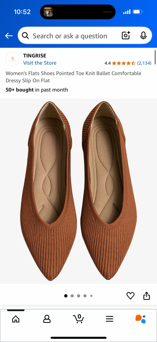 Women's Flats Shoes Pointed Toe Knit Ballet Comfortable Dressy Slip On Flat