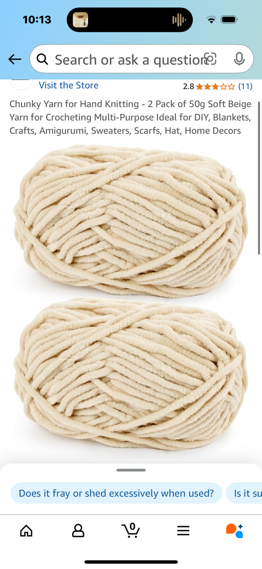 Chunky Yarn for Hand Knitting - 2 Pack of 50g Soft Beige Yarn for Crocheting Multi-Purpose Ideal for DIY, Blankets, Crafts, Amigurumi, Sweaters, Scarfs, Hat, Home Decors