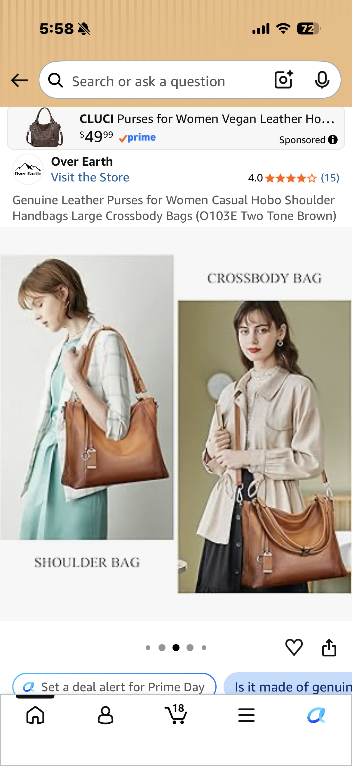 Genuine Leather Purses for Women Casual Hobo Shoulder Handbags Large Crossbody Bags (O103E Two Tone Brown