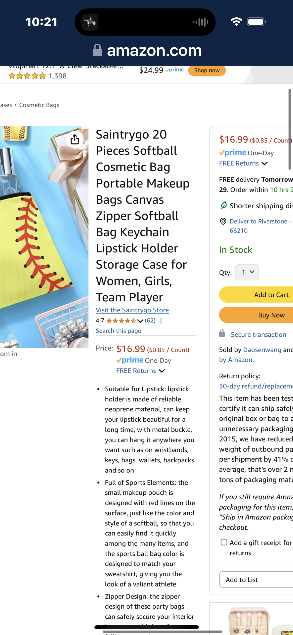cosmetic bag canvas zipper pouch travel portable toiletry softball makeup bags organizer case with keychain for women girls team party favors (8.5 x 5.3 inch)