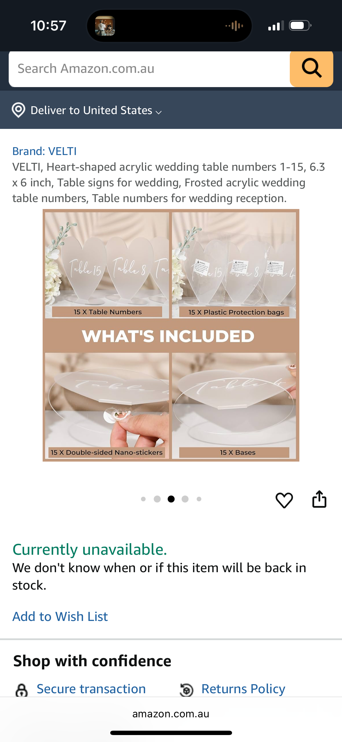 VELTI, Heart-shaped acrylic wedding table numbers 1-15, 6.3 x 6 inch, Table signs for wedding, Frosted acrylic wedding table numbers, Table numbers for wedding reception.