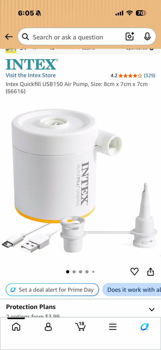 Portable Intex Quickfill USB150 Air Pump, Size: 8cm x 7cm x 7cm