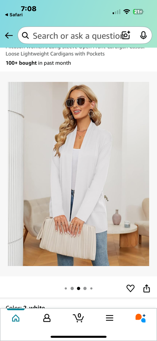 Micoson Women's Long Sleeve Open Front Cardigan Casual Loose Lightweight Cardigans with Pockets