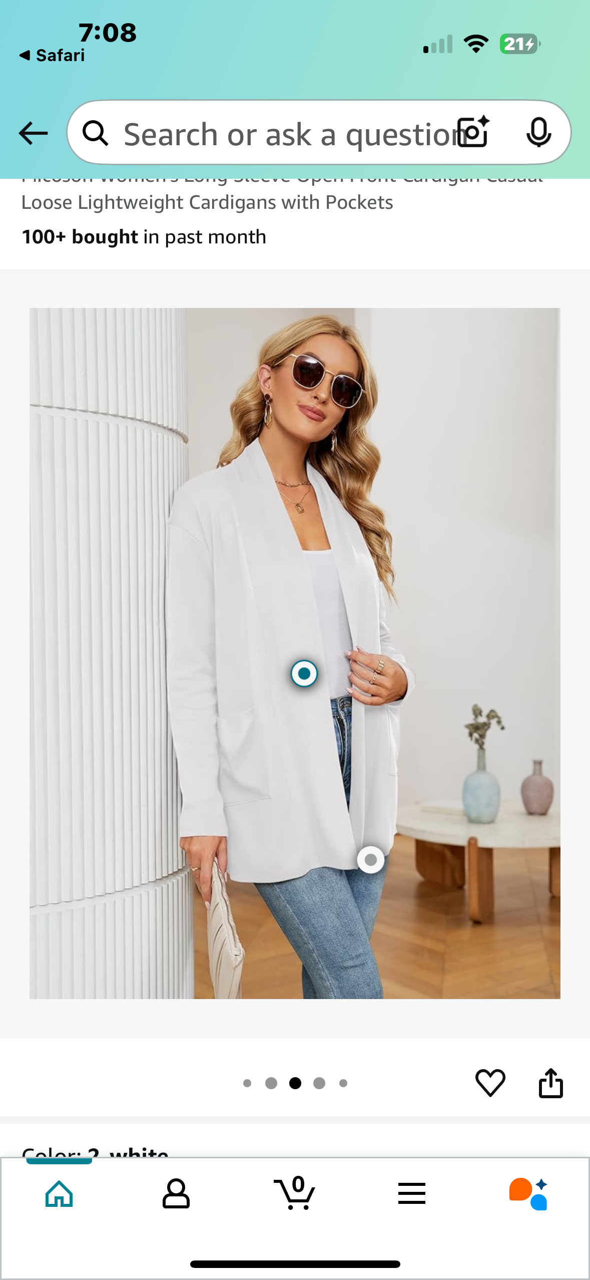 Micoson Women's Long Sleeve Open Front Cardigan Casual Loose Lightweight Cardigans with Pockets