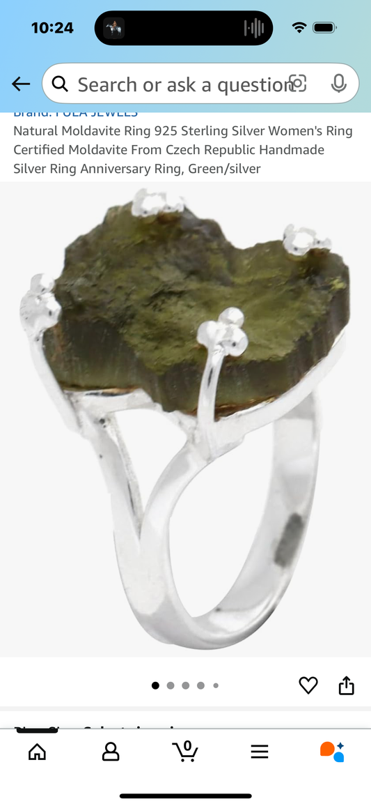 Natural Moldavite Ring 925 Sterling Silver Women's Ring Certified Moldavite From Czech Republic Handmade Silver Ring Anniversary Ring, Green/silver