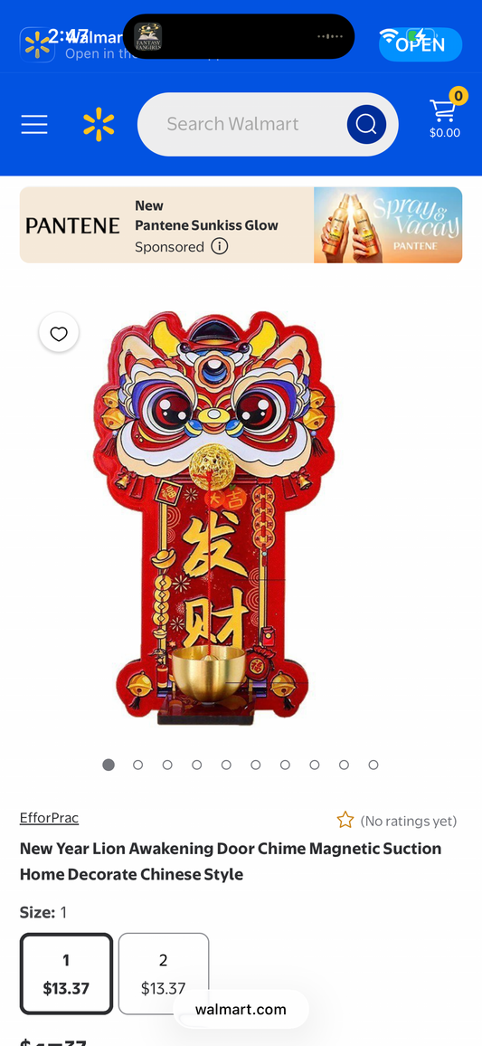 New Year Lion Awakening Door Chime Magnetic Suction Home Decorate Chinese Style, 1 Pack