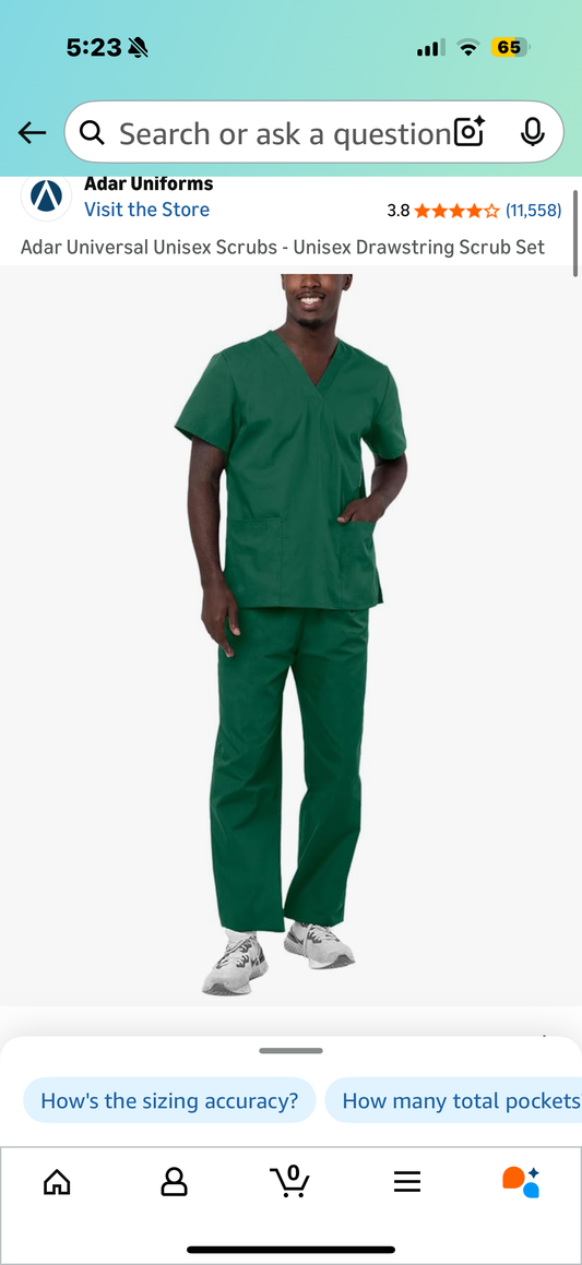 Adar Universal Unisex Scrubs - Unisex Drawstring Scrub Set (Size Large)