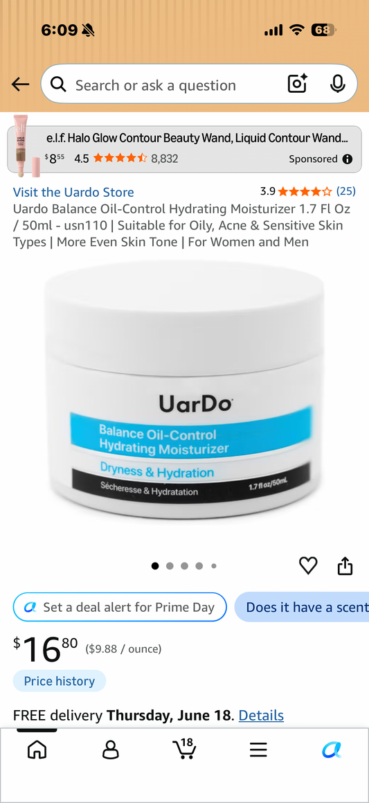 Uardo Balance Oil-Control Hydrating Moisturizer 1.7 Fl Oz / 50ml - usn110 | Suitable for Oily, Acne & Sensitive Skin Types | More Even Skin Tone | For Women and Men