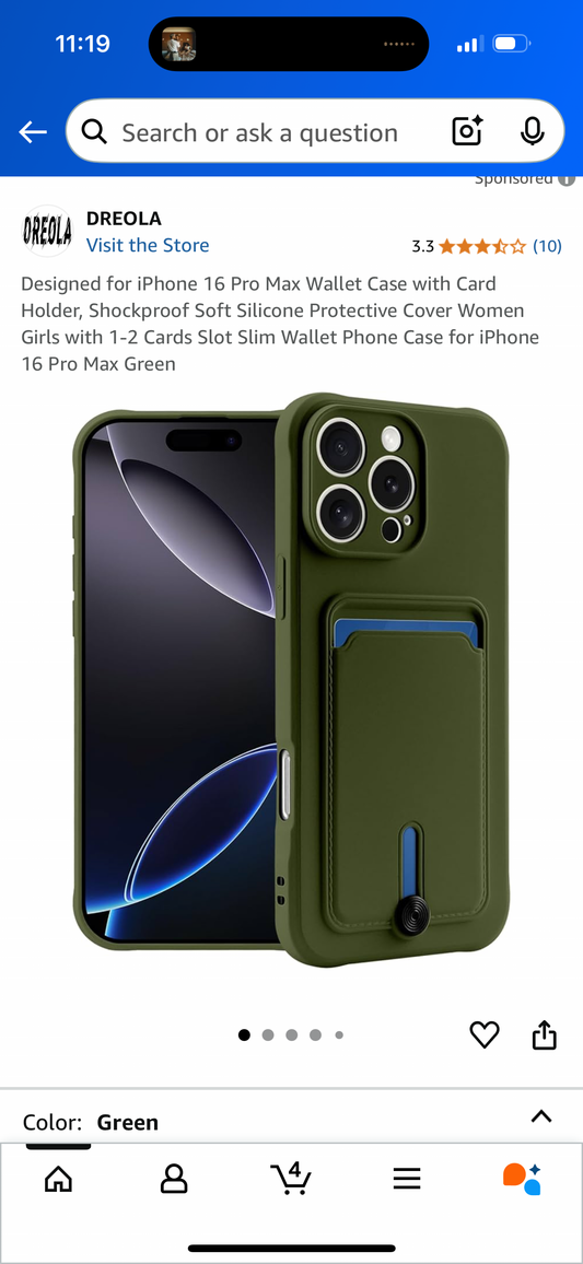 Designed for iPhone 15 Plus Wallet Case with Card Holder, Shockproof Soft Silicone Protective Cover Women Girls with 1-2 Cards Slot Slim Wallet Phone Case for iPhone 16 Pro Max Green