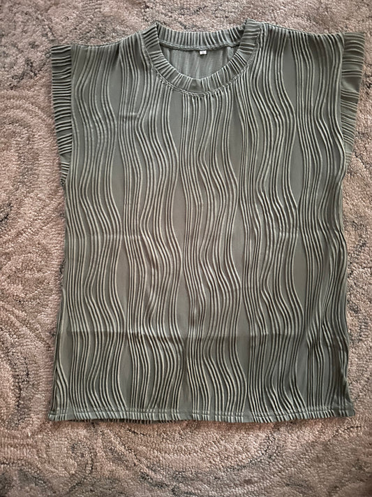 MINIDORA Women's Short Sleeved Textured Tunics Shirts Trendy Loose Casual Solid Tops Basic Tee Light Green Small