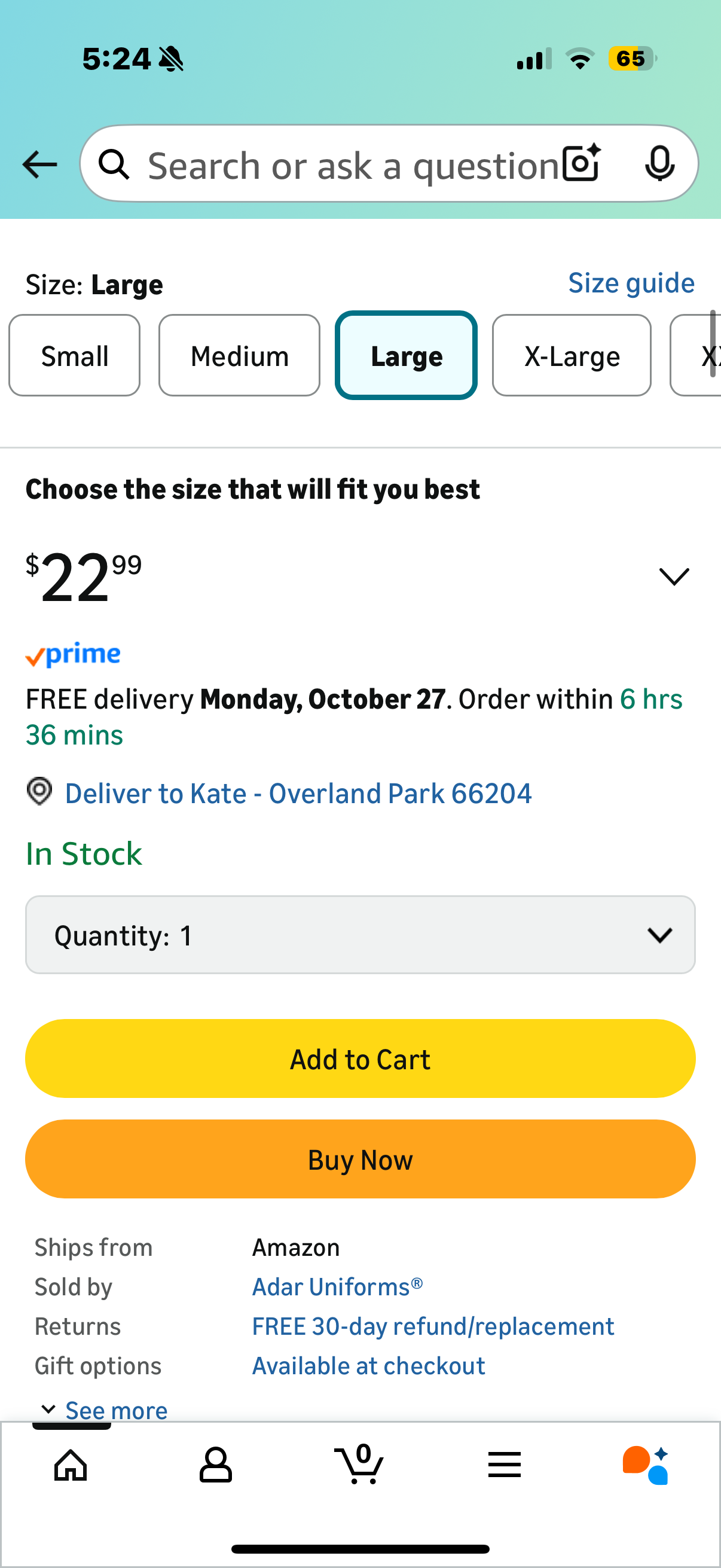 Adar Universal Unisex Scrubs - Unisex Drawstring Scrub Set (Size Large)