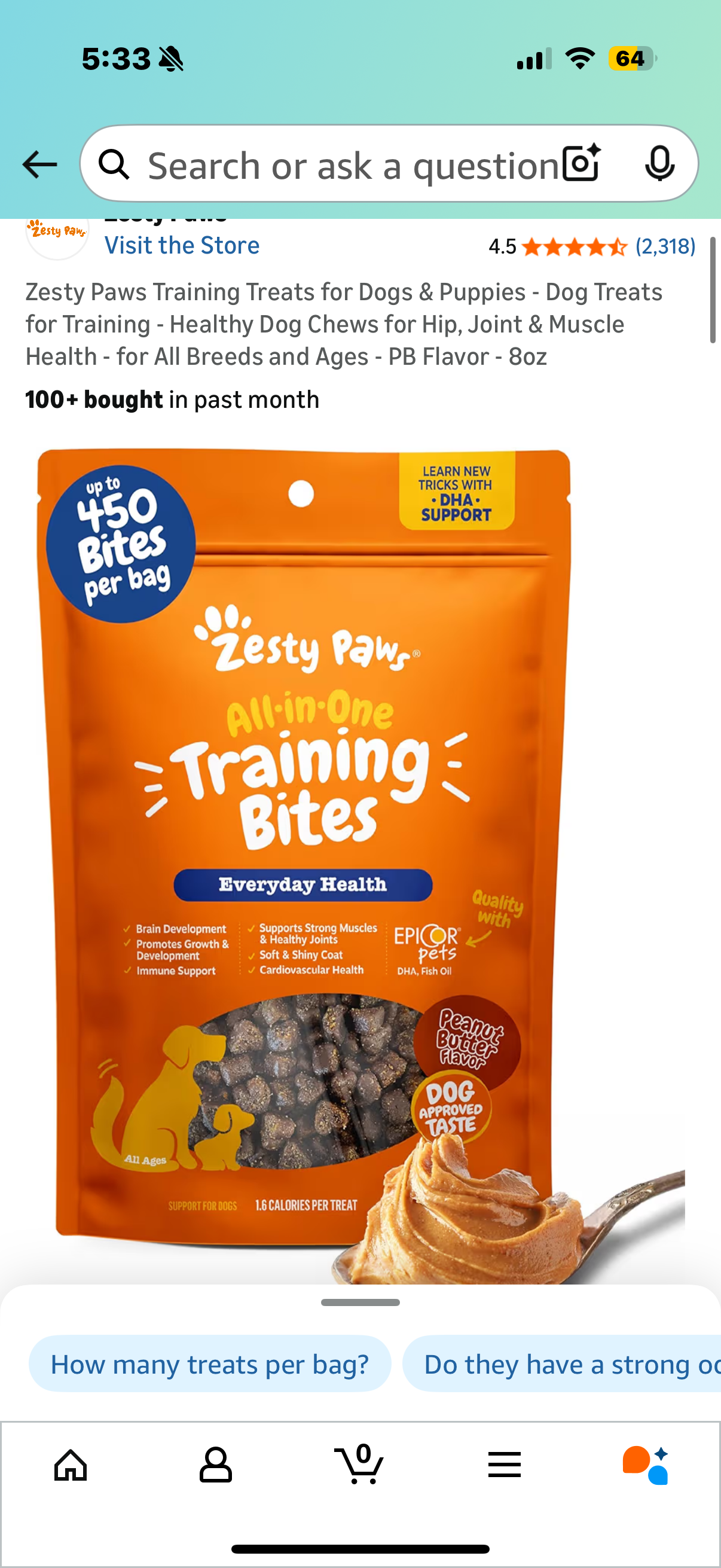 Zesty Paws Training Treats for Dogs & Puppies - Dog Treats for Training - Healthy Dog Chews for Hip, Joint & Muscle Health - for All Breeds and Ages - PB Flavor - 8oz ex