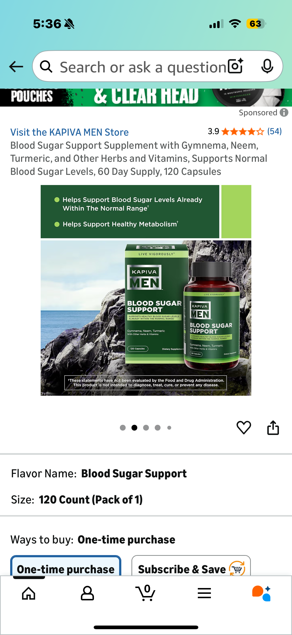 Blood Sugar Support Supplement with Gymnema, Neem, Turmeric, and Other Herbs and Vitamins, Supports Normal Blood Sugar Levels, 60 capsules