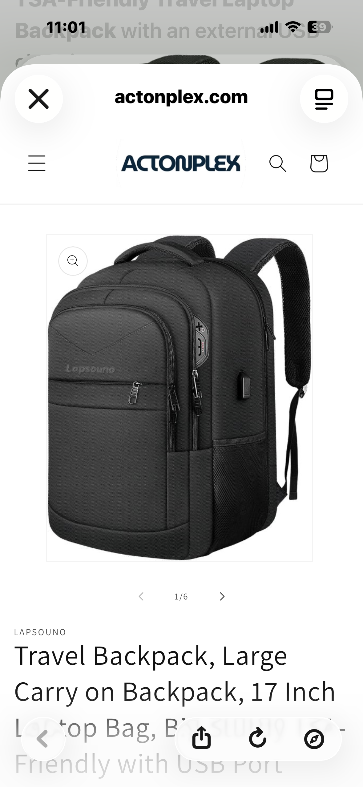 Large Carry on Backpack, 17 Inch Laptop Bag, Big Sturdy TSA-Friendly with USB Port, Travel, College, School, Black